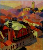 Chiesa Parrocchiale di Almese in un disegno del pittore Leonardo Girardi